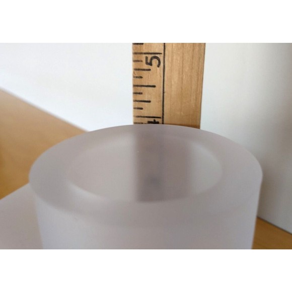 CRATE & BARREL Pair of Round Frosted Glass Tealight 4" Candle Holders NEW IN BOX - Picture 10 of 13